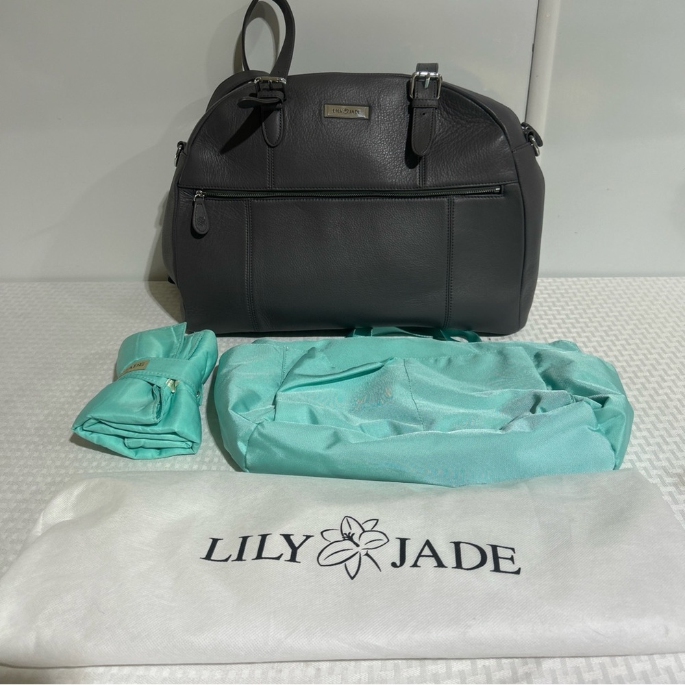 Lily Jade Leather Diaper Bag Converts To GREY Backpack W/ TOTE BAG,